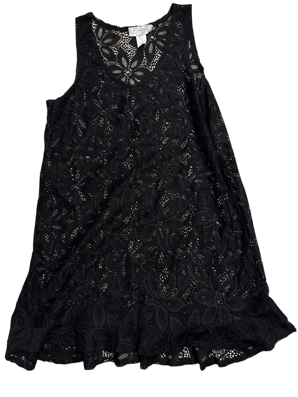 Black Floral Lace Swim Coverup Tunic